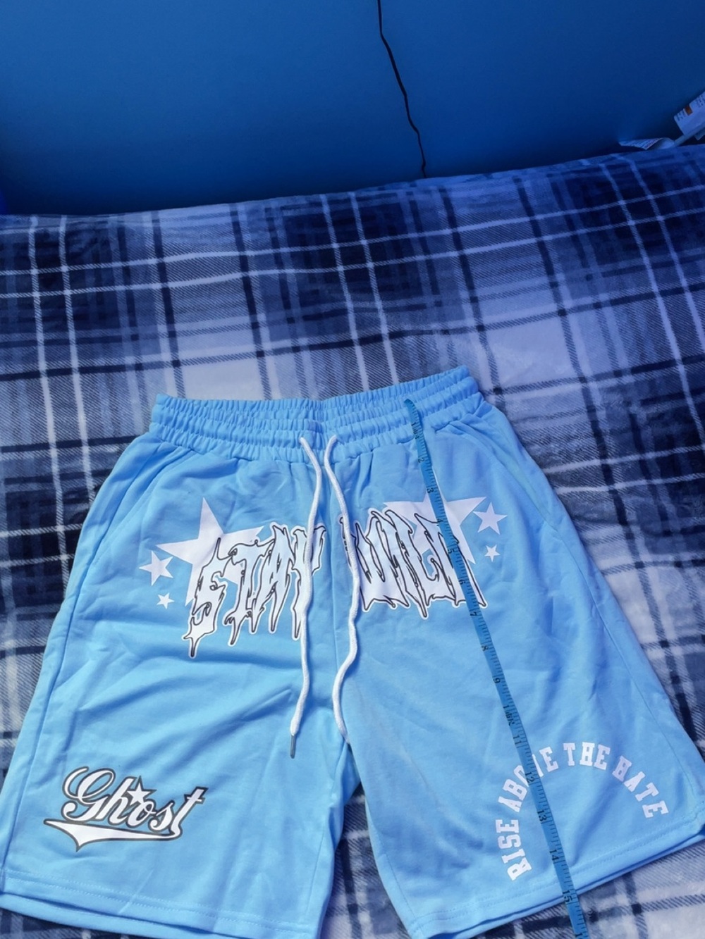 Light Blue Ghost Graphic Men’s Athletic Shorts